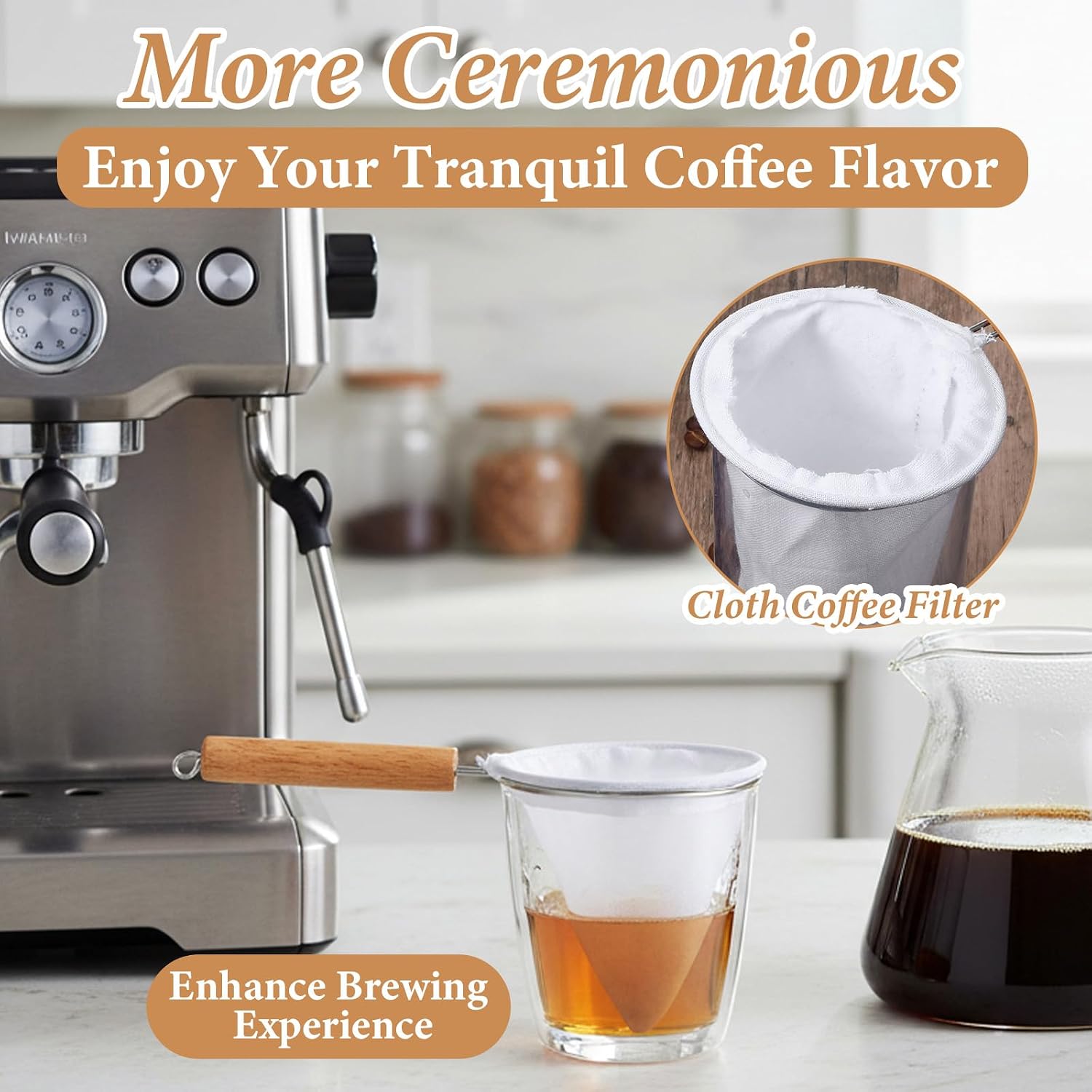 2 Pcs Strainers Fine Mesh Coffee Sock Filter Large Reusable Thai Tea Filter Traditional Coffee Strainer Cloth Tea Strainers for Loose Teas Pour Over image 4