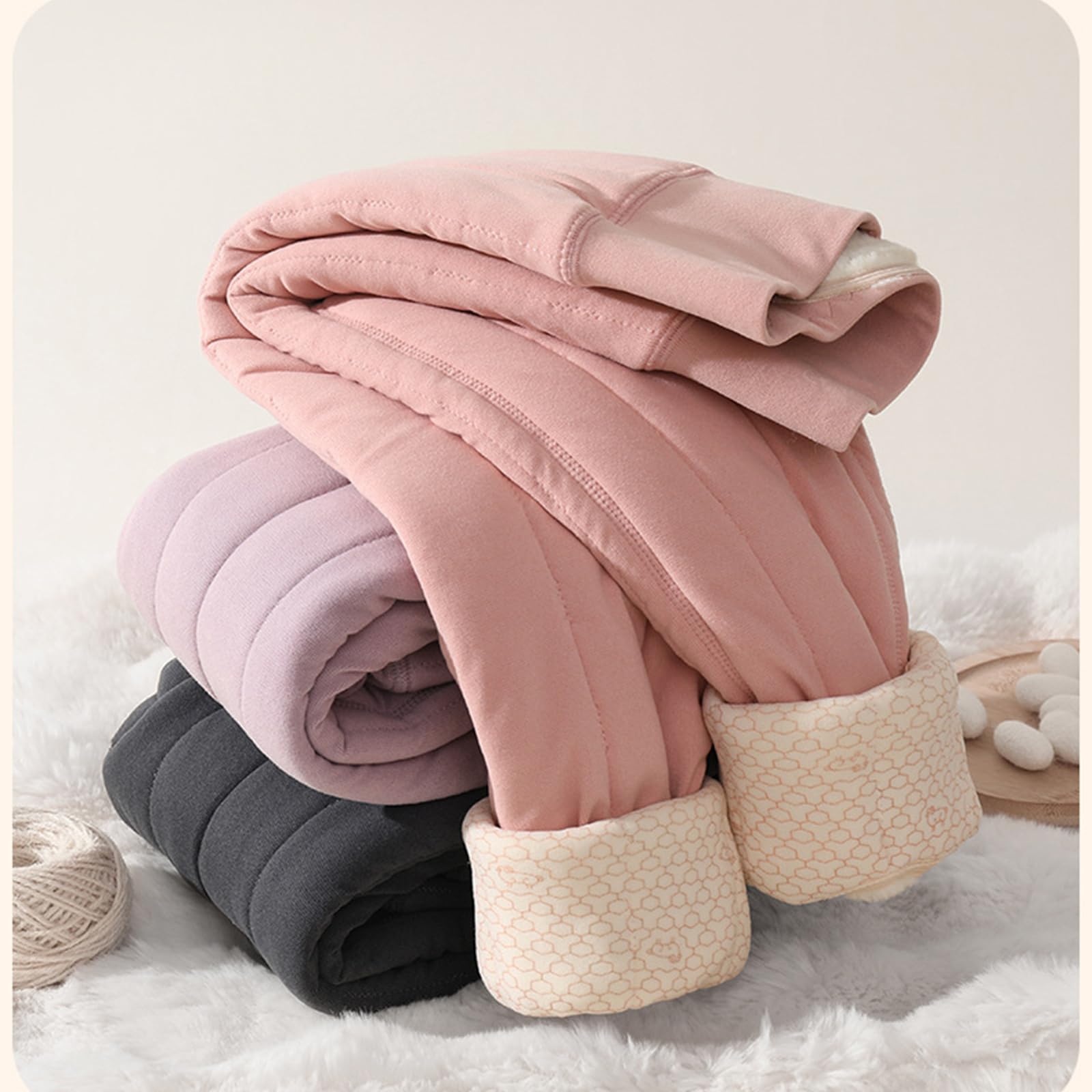 Leggings invernali in misto lana morbida per ragazze, rinforzati, zona del ginocchio, elastici, freddi, per attività all'aperto, abbigliamento da gioco per bambini, foderati in pile