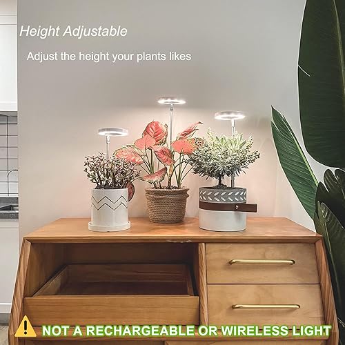 Miniatura 64 de yadoker Luz de cultivo de plantas, luz LED de espectro completo para plantas de interior, altura ajustable, temporizador automático, bajo voltaje