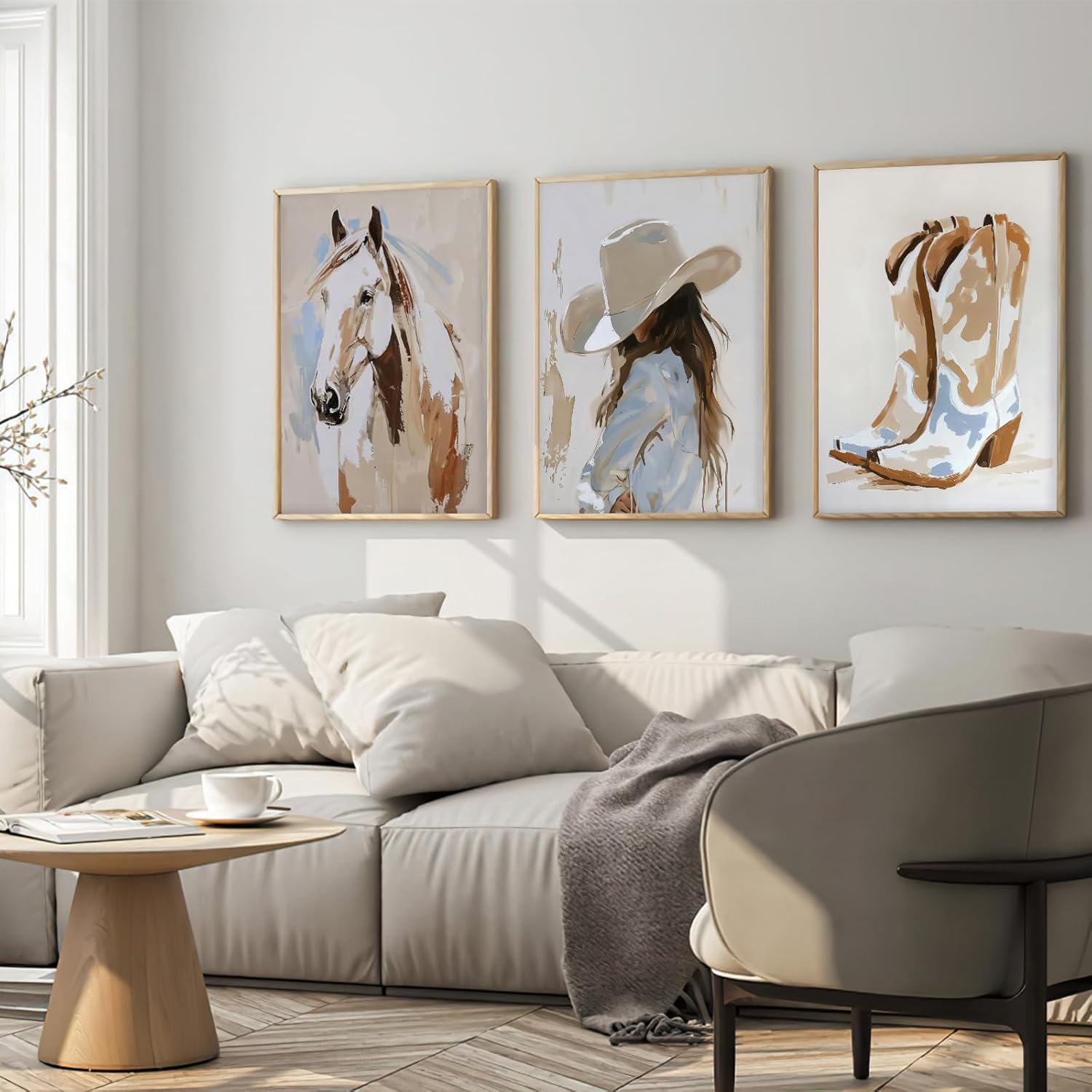 American Country Art Cowgirl Aesthetic Picture 3pcs Western Cowgirl Wall Art Cowboy Boots and Horse Painting Pictures with Hat Cowgirl Print 12x16Inch UnFramed Poster for Living room Bedroom Apartment - Image 4