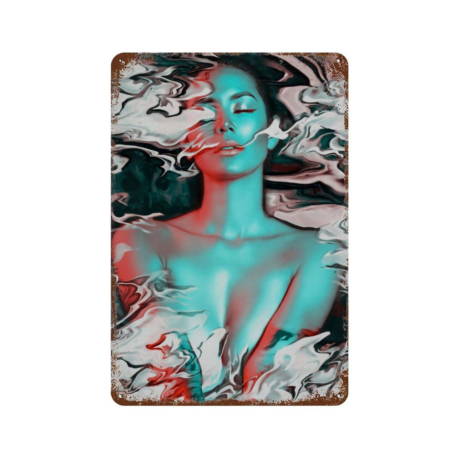 Liquid Lust 11.8"x7.9" Weathered Tin Sign, Shabby Chic Decor for Farmhouse, Kitchen And Entryway Decor