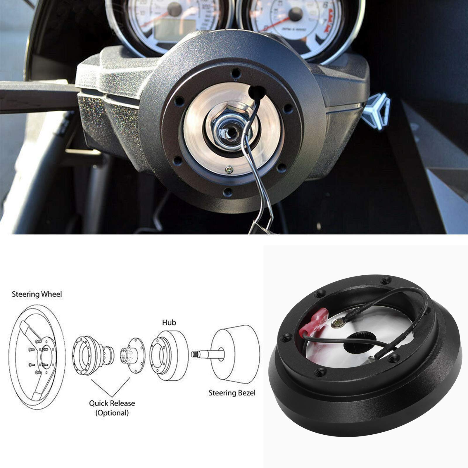 Adapter piasty do szybkiego mocowania kierownicy, 6 otworów, aluminiowa podstawa przyłączeniowa do kierownicy wyścigowej do Eclipse Galant Lancer Montero Impreza 90 03, średnica 3,9 cala