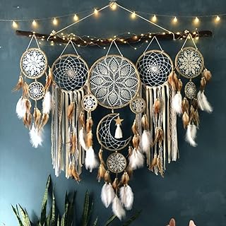 5 Pack Moon Phase Dreamcatcher Set Boho Wall Decor for Witchy Gifts,Macr...