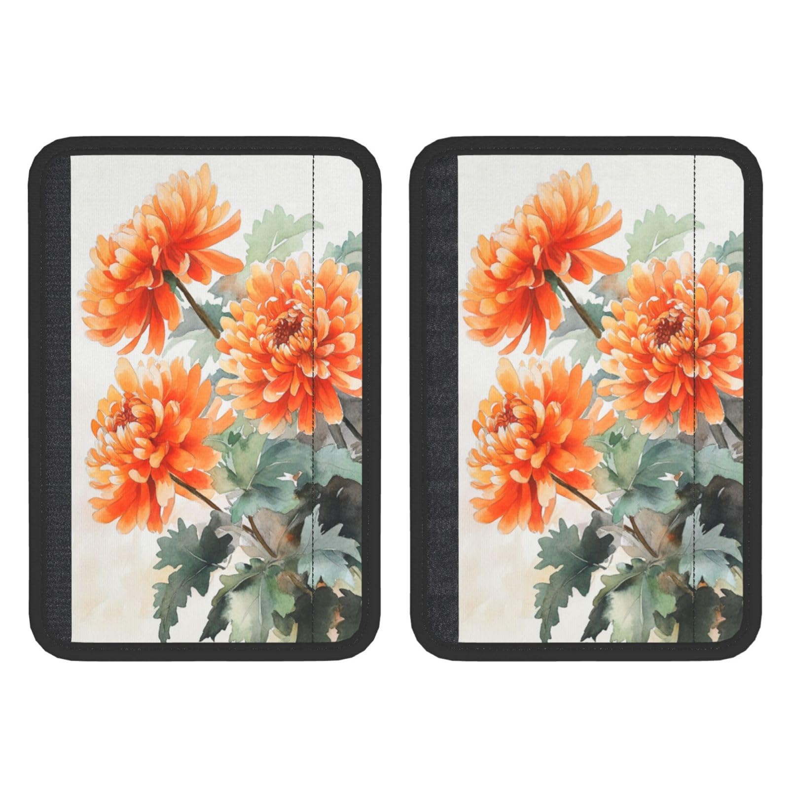 Orange Chrysanthemum Watercolor Flowers Car Seat Belt Cover 2 Pack Seatbelt Strap Shoulder Pad Protector Universal Comfort for Car
