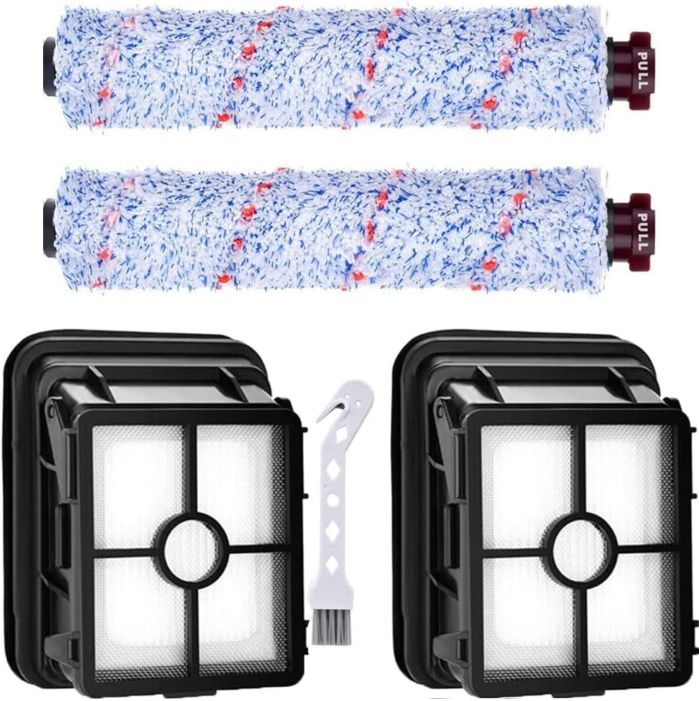 YUETTYY 5 Pcs Roller Brush Filter Kit for Bissell CrossWave 1713N 2225N 2582N 17132 25821 Vacuum Cleaner, 2 Roller Brush, 2 HEPA Filters, 1 Cleaning Brush
