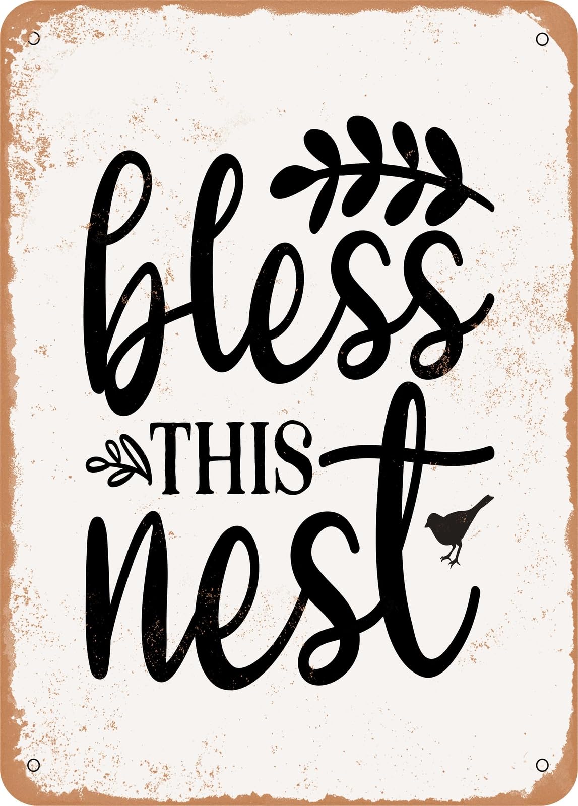Metal Sign - Bless This Nest - Vintage Rusty Look home decor