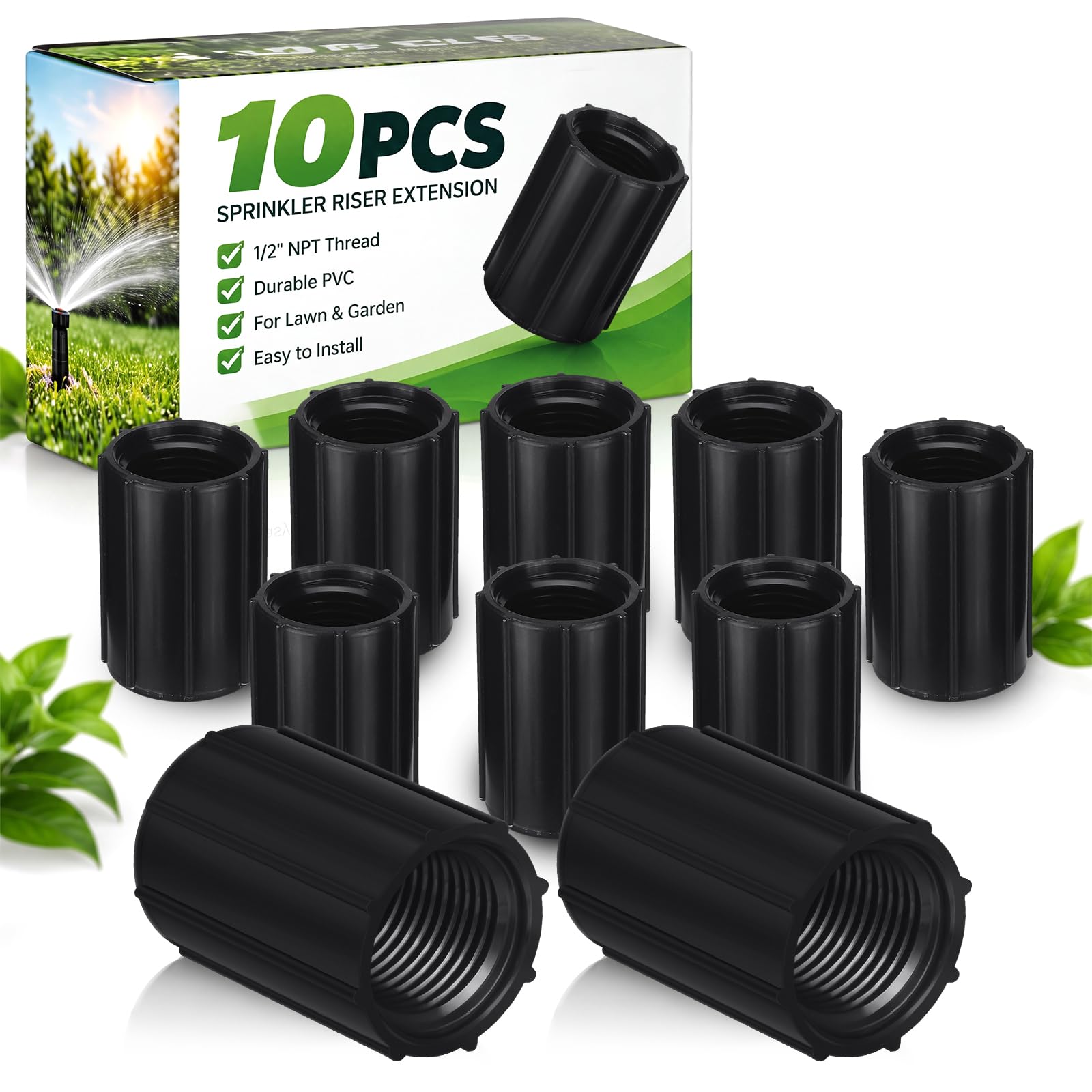 Yahenda 10 Pcs 1/2 Inch Double Female Thread PVC Coupling