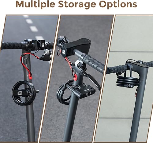 Miniatura 4 de ROCKBROS Candado de bicicleta con bloqueo en U con cable, cerradura de combinación de 4 dígitos, portátil, antirrobo, resistente, para bicicleta,