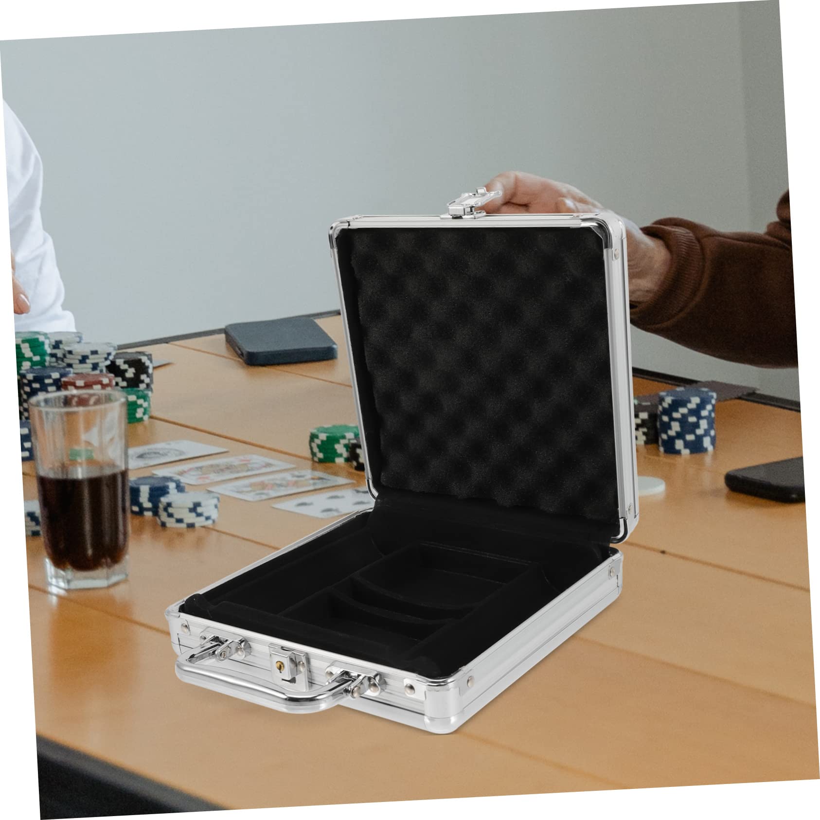 BESTonZON Étui en Alliage pour Jetons de Poker et Cartes, Portable Poignée, Capacité 100 Jetons, Protection Sécurisée, Mallette Compacte pour Jeux de Cartes et Poker Professionnel