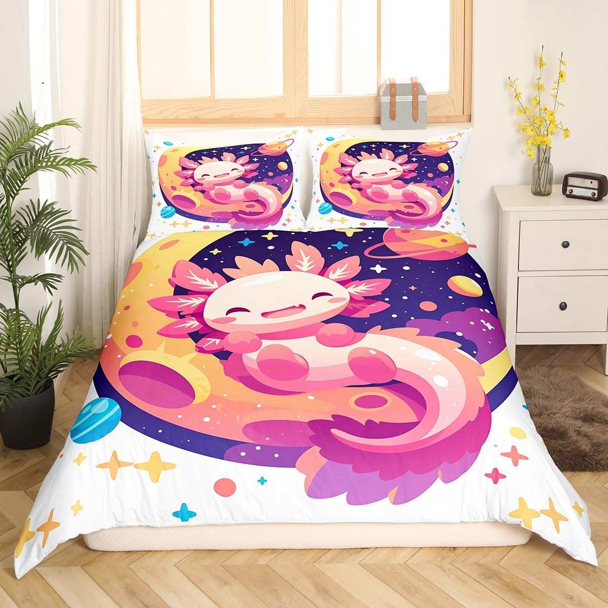 Parure de lit axolotl kawaii pour décorer la chambre des enfants et ados