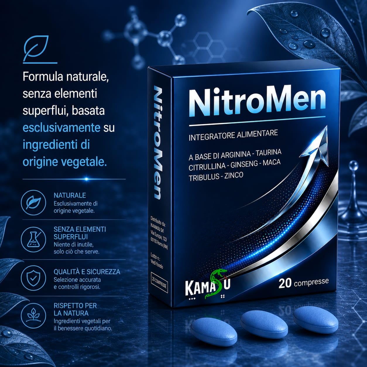 Integratore Uomo Potenziato -Maca nera, Arginina, Citrullina, Taurina, Tribulus e Zinco - Supporto Energetico, Tonico per Resistenza Vitalità Maschile