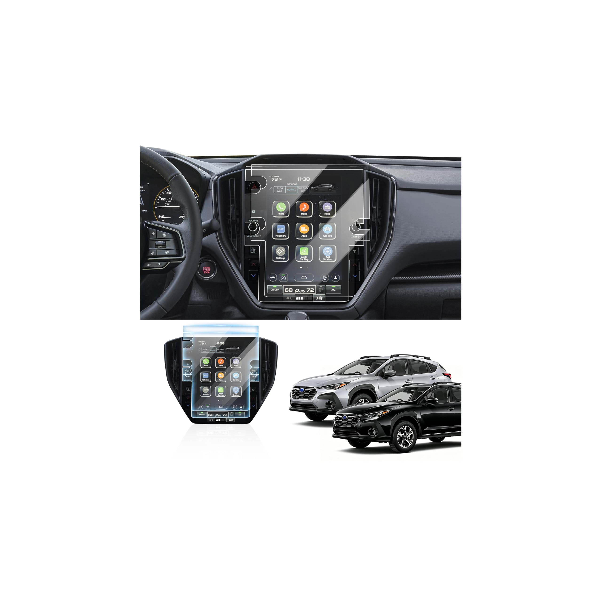 Karltys 2PCS Screen Protector for 2024-2026 Subaru Crosstrek (Premium/Sport/Limited/Wilderness), 11.6 inch 9H Tempered Glass HD Navigation Screen Cover for Subaru Crosstrek Touchscreen Film [Anti-Glare &amp; No Fingerprint]