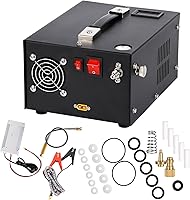 Vista 8 de Compresor de aire PCP, compresor de tanque de buceo de 4500 Psi/30 MPa, fuente de alimentación de 12 V CC/120 V CA, convertidor de potencia Azul