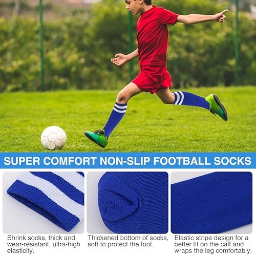 Miniatura 3 de 3 pares de espinilleras de fútbol juvenil, resistentes a los impactos, 3 pares de calcetines largos de fútbol, espinilleras flexibles para niños de