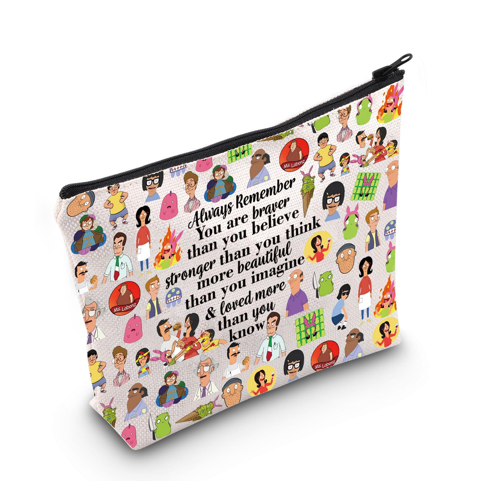 WZMPA Bob Belcher Cosmetic Bag Gene & Louise & Tina Fans Gift Burgers Family Character Makeup Zipper Pouch Bag Linda Belcher Fans Gift (Always Bob Belcher)