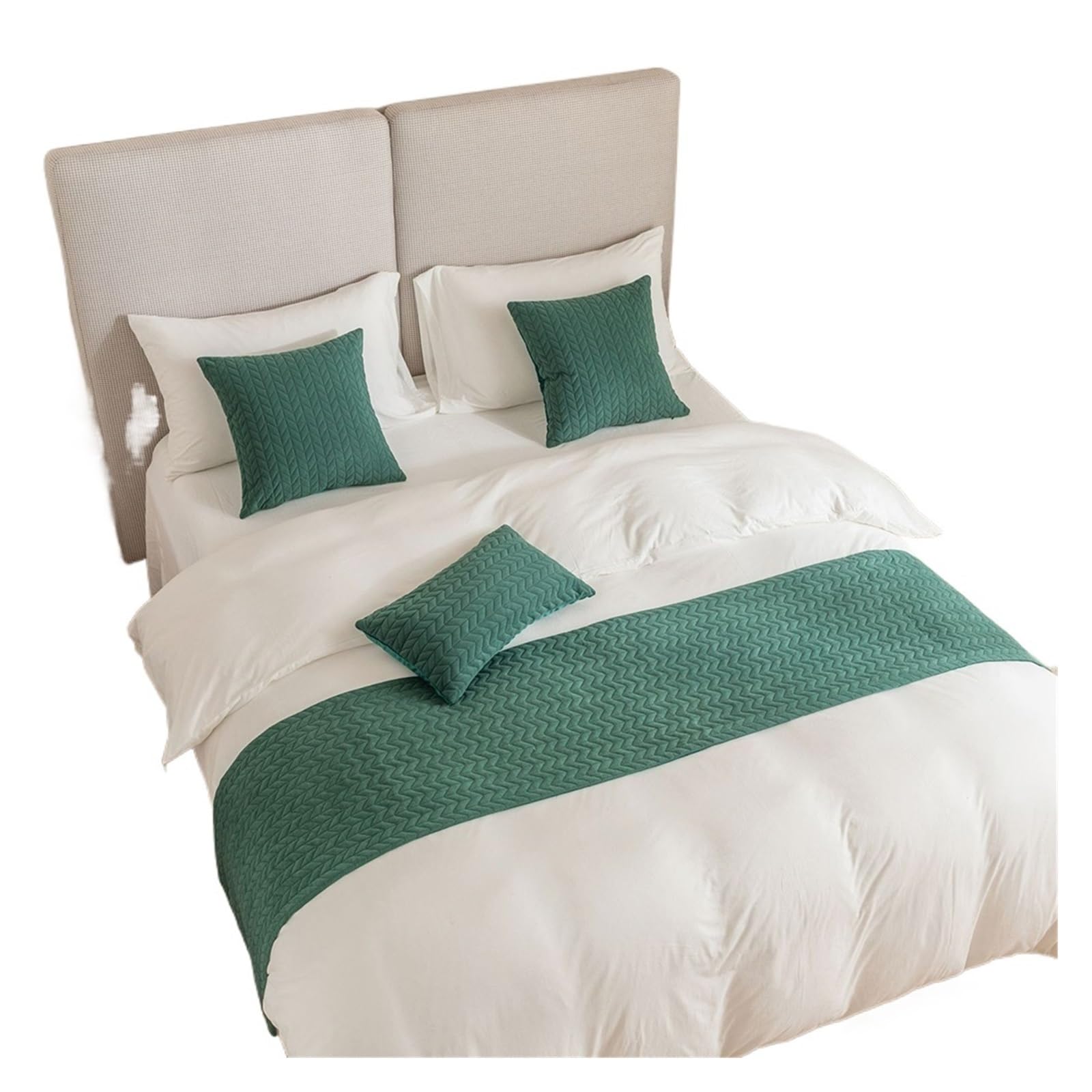 SHENJMAI Bed Runner Velvet Bed Runner Wheat Pattern Design Hotel Bedroom Decor Runners Solid Color Tail Towel Pillowcase Home Flag(Green,45x210cm bed runner)