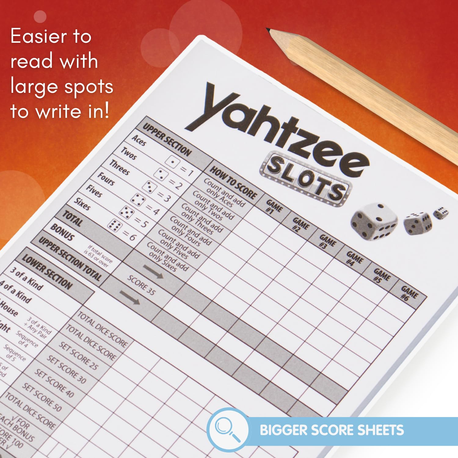 JOY FOR ALL Yahtzee Spielautomaten – Seniorenfreundliche Würfel- und Spielautomaten-Kombination – leicht lesbares Punkteblatt – kognitive Aktivität für ältere Erwachsene und Familien