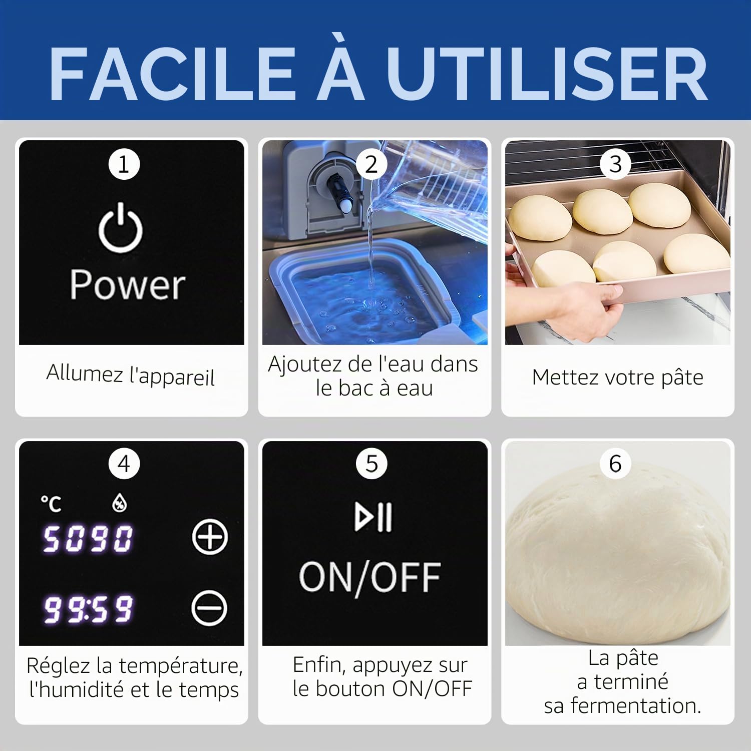 Armoire de Fermentation Pour Pain 38 L, Armoire de Fermentation Pour Pâte, étuve électrique, Humidité, Température et Durée Réglables, Gain de Temps