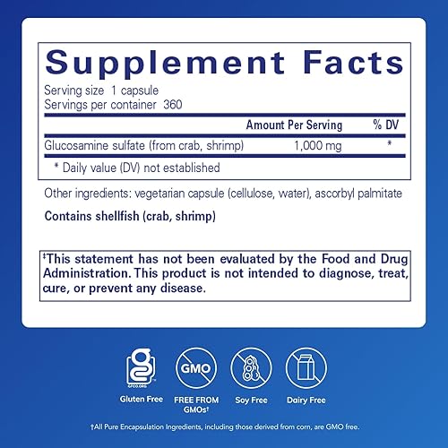 Miniatura 2 de Pure Encapsulations Sulfato de glucosamina 1,000 mg  Suplemento para apoyo articular y movilidad, salud del cartílago y tejido conectivo*  360