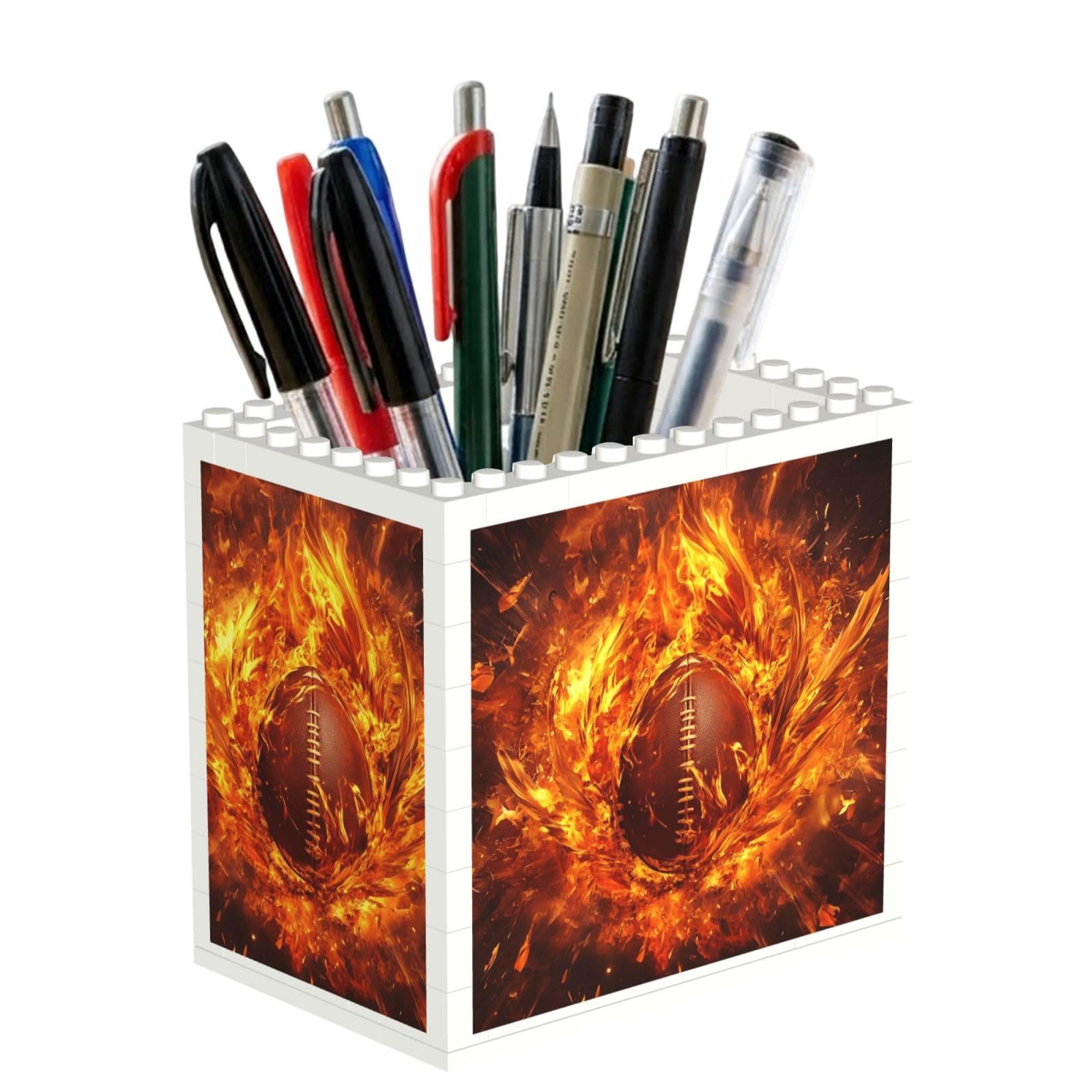 SXZVVBN Burning Rugby Building Block Desk Tidy ABS Organiser