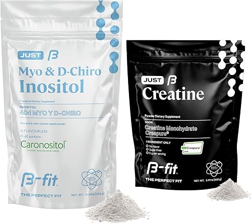 Just Creatine + Just Inositol - Monohidrato de creatina en polvo - Just Creapure - Mio-inositol y D-Chiro Inositol Suplemento 401 Fórmula