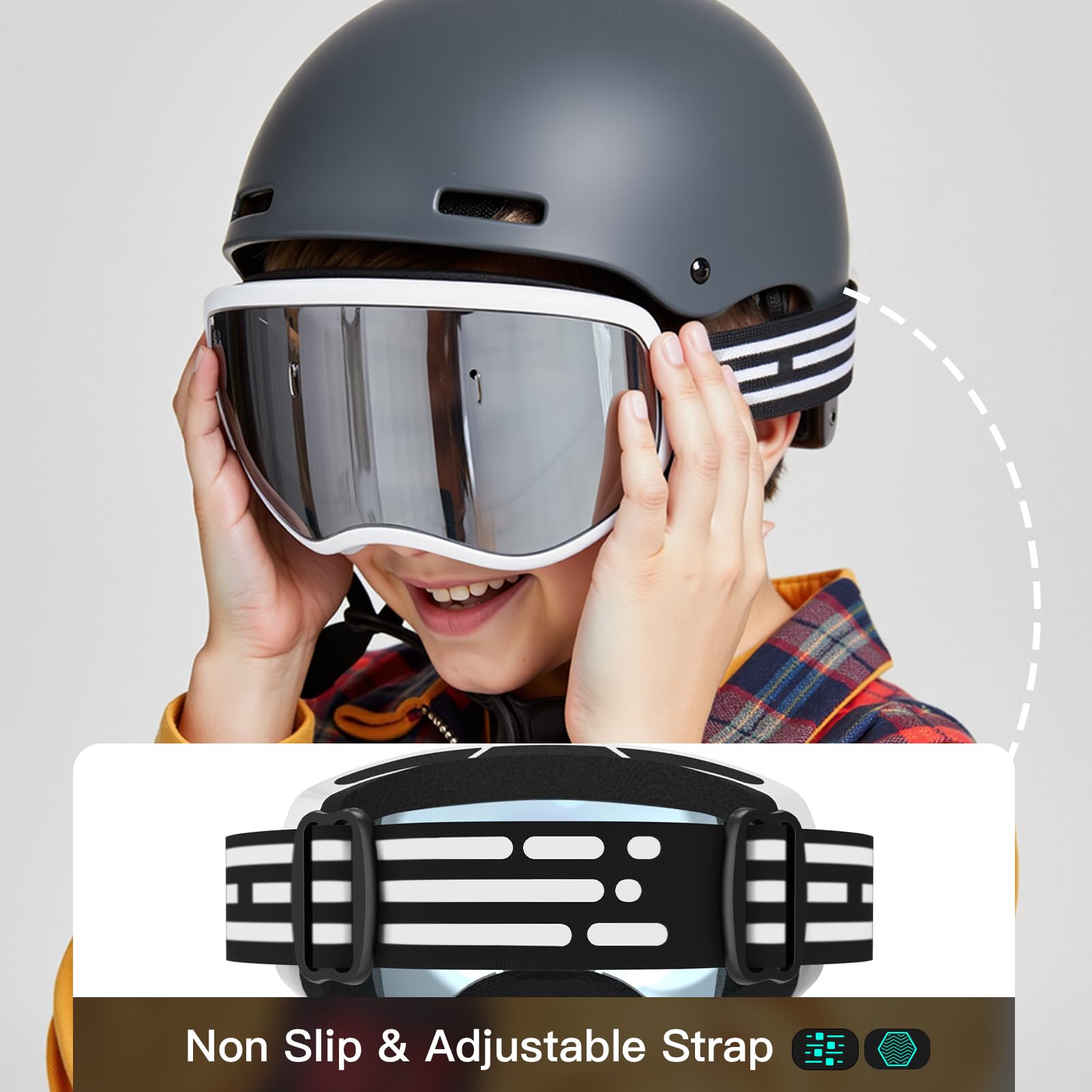 Lunettes de ski pour enfants, adolescents, garçons et filles de 5 à 14 ans