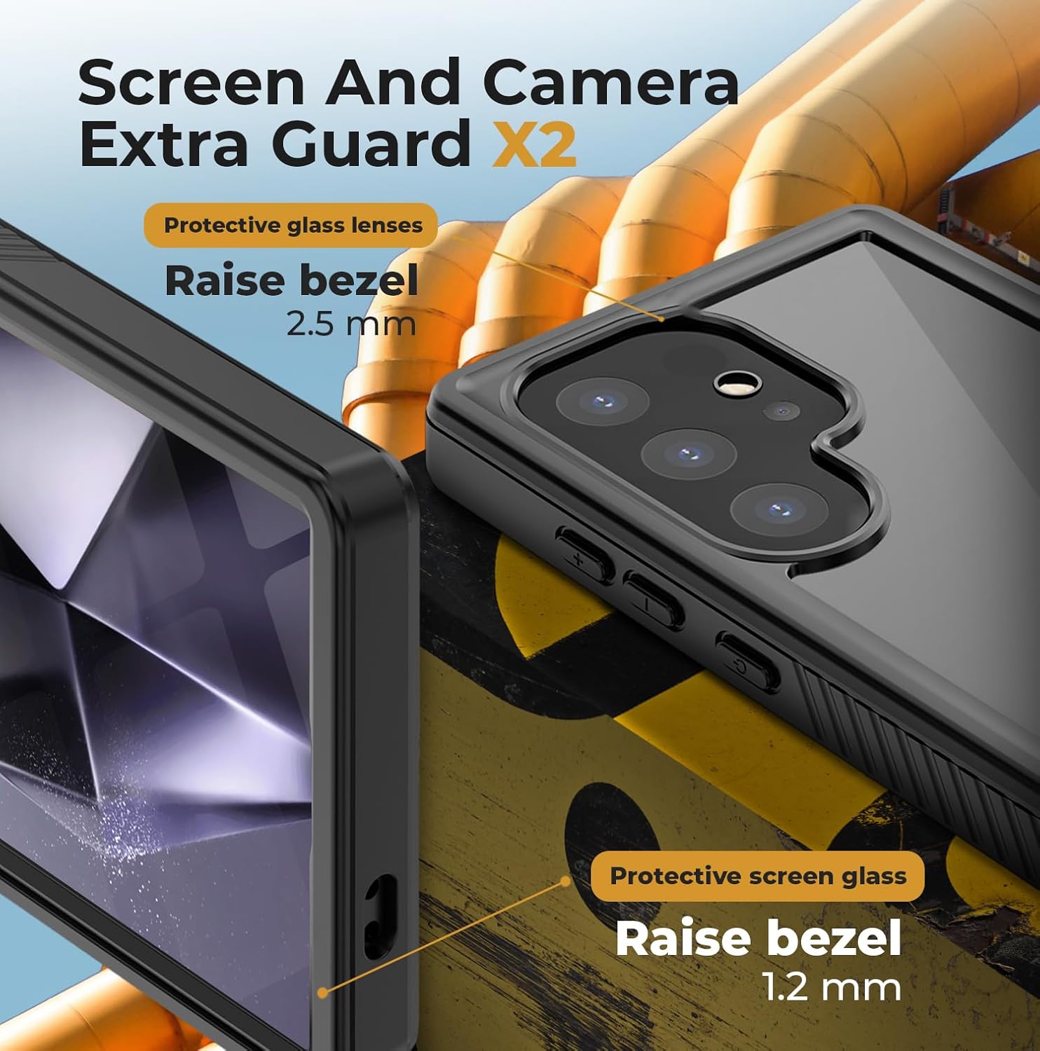 MOTIVE Designed for Samsung Galaxy s24 Ultra Waterproof Case, Built-in Lens & Screen Protector, 12 FT Military Grade, Full Shockproof, Dustproof, IP68 Underwater, s24 Ultra case 5G 6.8” | Black