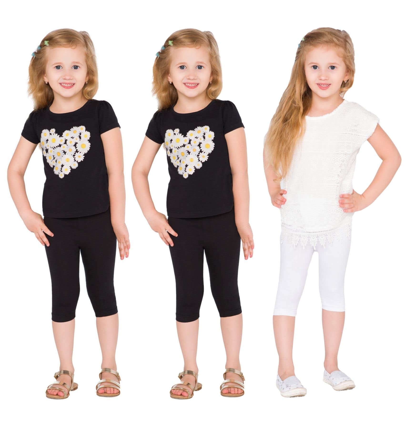 hi!mom Girls Cropped Leggings 3/4 Lenght - Cotton Basic Opaque Stretchy Dance Sport School Summer Capri Leggings - Pants for Kids Leggings — view 17