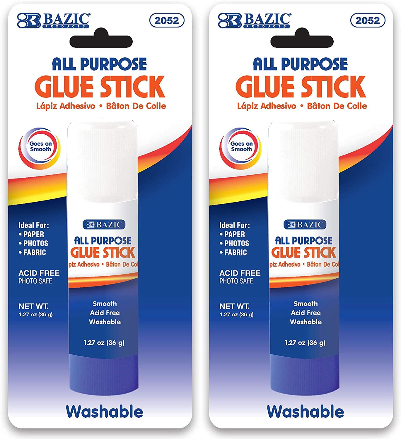 BAZIC Premium Jumbo Glue Stick 36g/1.27 Oz, Multi-Purpose Acid Free, Glue Sticks, for Photos Paper Kids Art Craft at School Home Office, 2-Pack