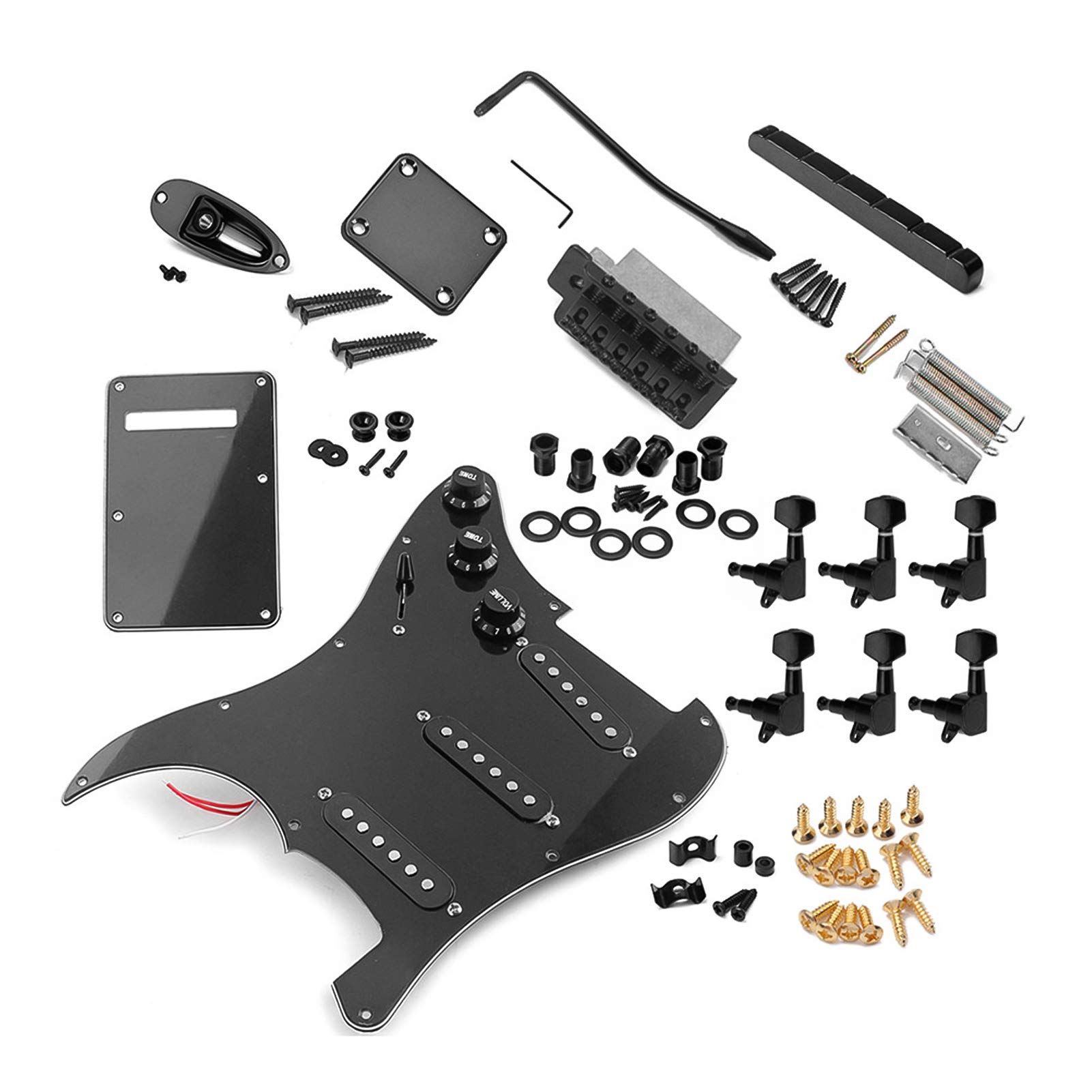 ST Style Gitara Elektryczna Pełny Zestaw Akcesoriów DIY Zawiera Wstępnie okablowane przetworniki Pickguard Bridge SSS i akcesoria
