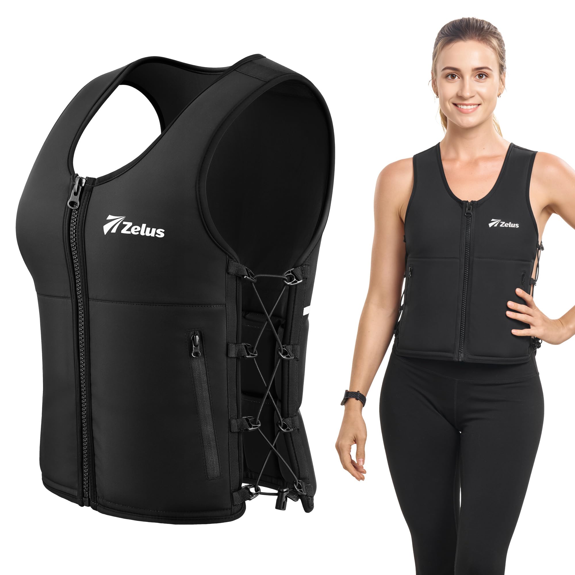 Photo 1 of ZELUS Weighted Vest Woman, Adjustable Weighted Vest 1-10lb/ 1-15lb with Removable Z-Fit Soft Iron Weights, for Weight Loss Running Walking Rucking Strength Training, Reflective & Pocket Design