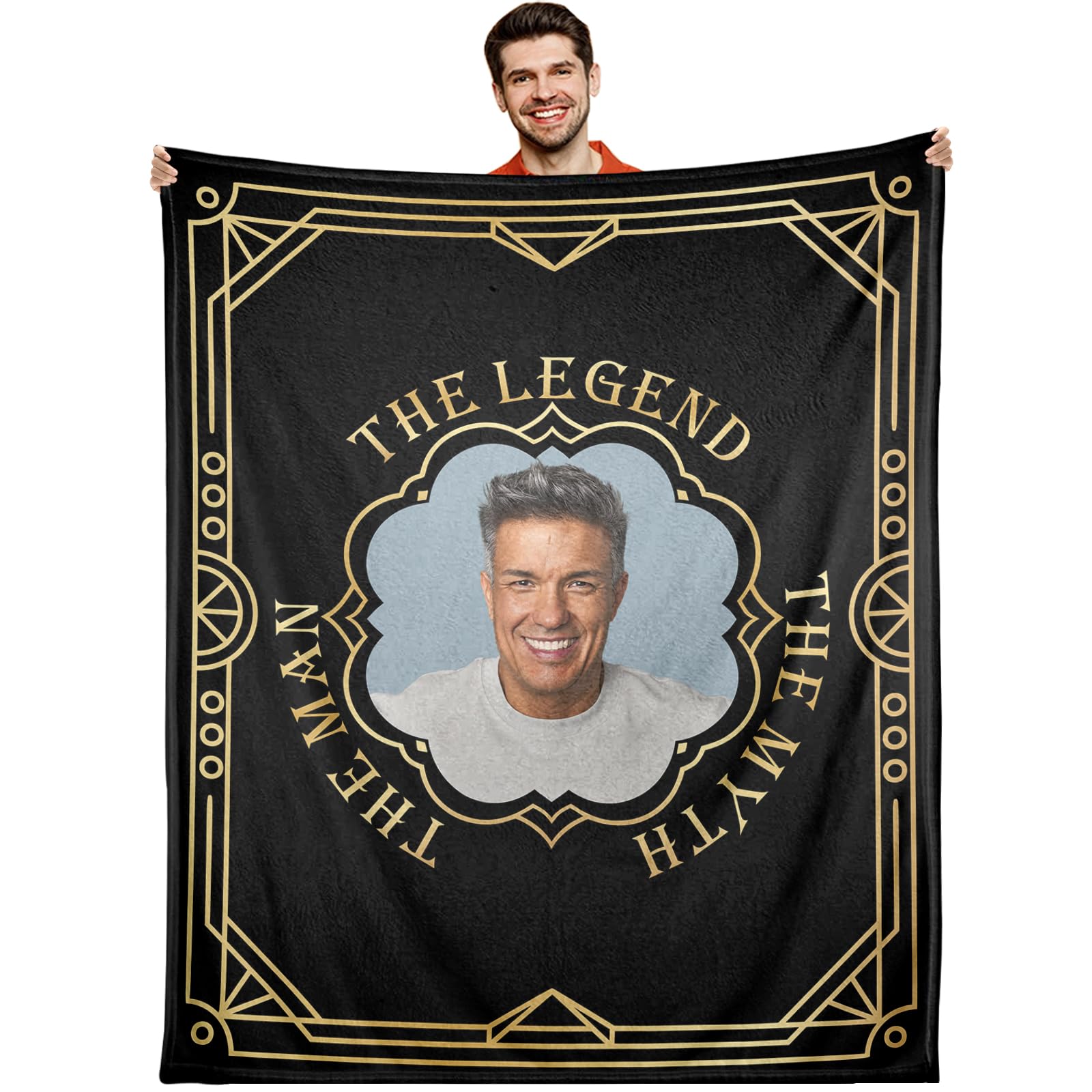 Personalized Men Blanket-Blanket Gift with Picture,Custom Photo Throw Blanket,Birthday Gifts for Dad Boyfriend Boss Coworker, from Daughter Son,