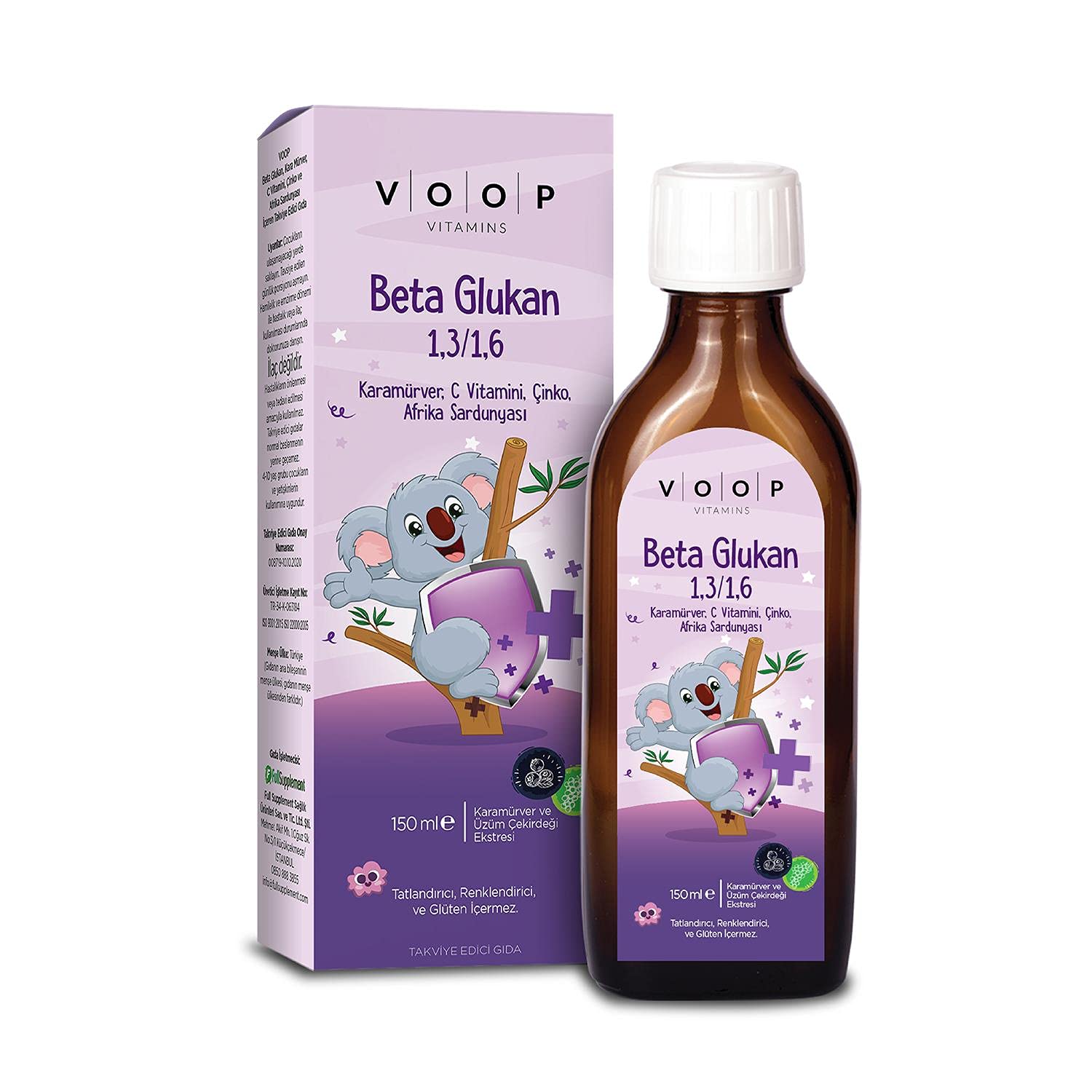 VOOP Beta Glukan 1,3/1,6 Karamürver, C Vitamini, Çinko, Afrika Sardunyası 150ml