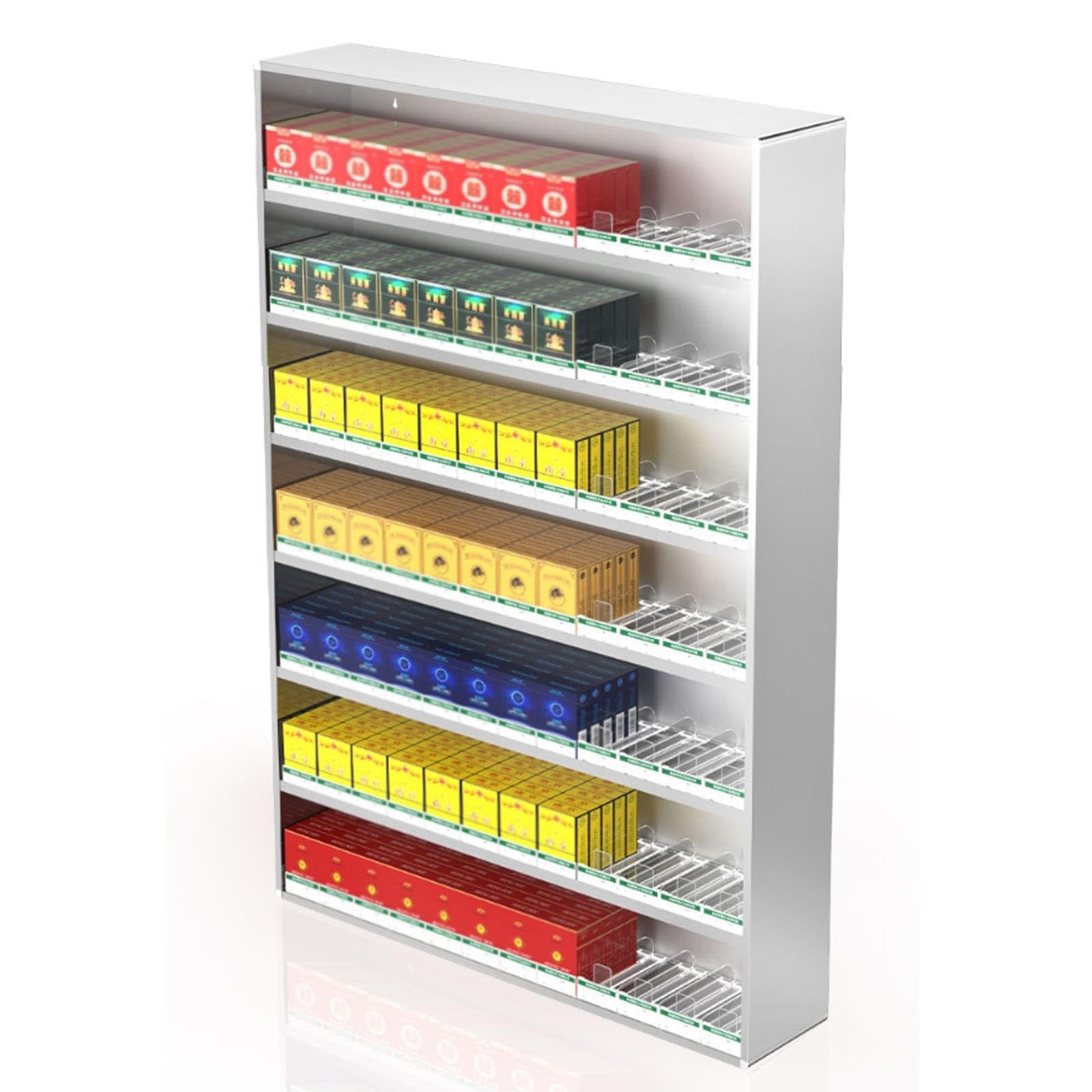 Présentoir À Tabac Automatique Commercial Pousseurs, Montage Mural Présentoir D'allumettes Magasin avec Pousseurs À Cigares À Poussée Automatique pour Magasin De Détail Dépanneurs(55.5x15x75cm)