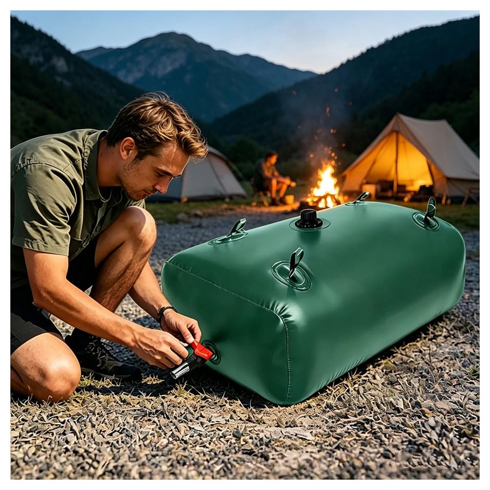 Large Capacity Portable Water Tank Containers, 13-12642 Gallon Water Storage Bladder, Collapsible Water Storage with Faucet & 4 Handle, For Camping RV, Drought Resistance(1x0.8x0.5m-400L/106gal)