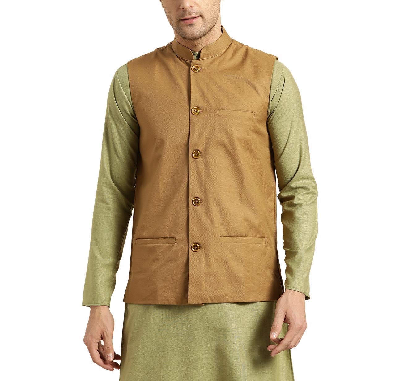 (Since 1958, Mens Cotton Blend Solid Nehru Jacket-image-1