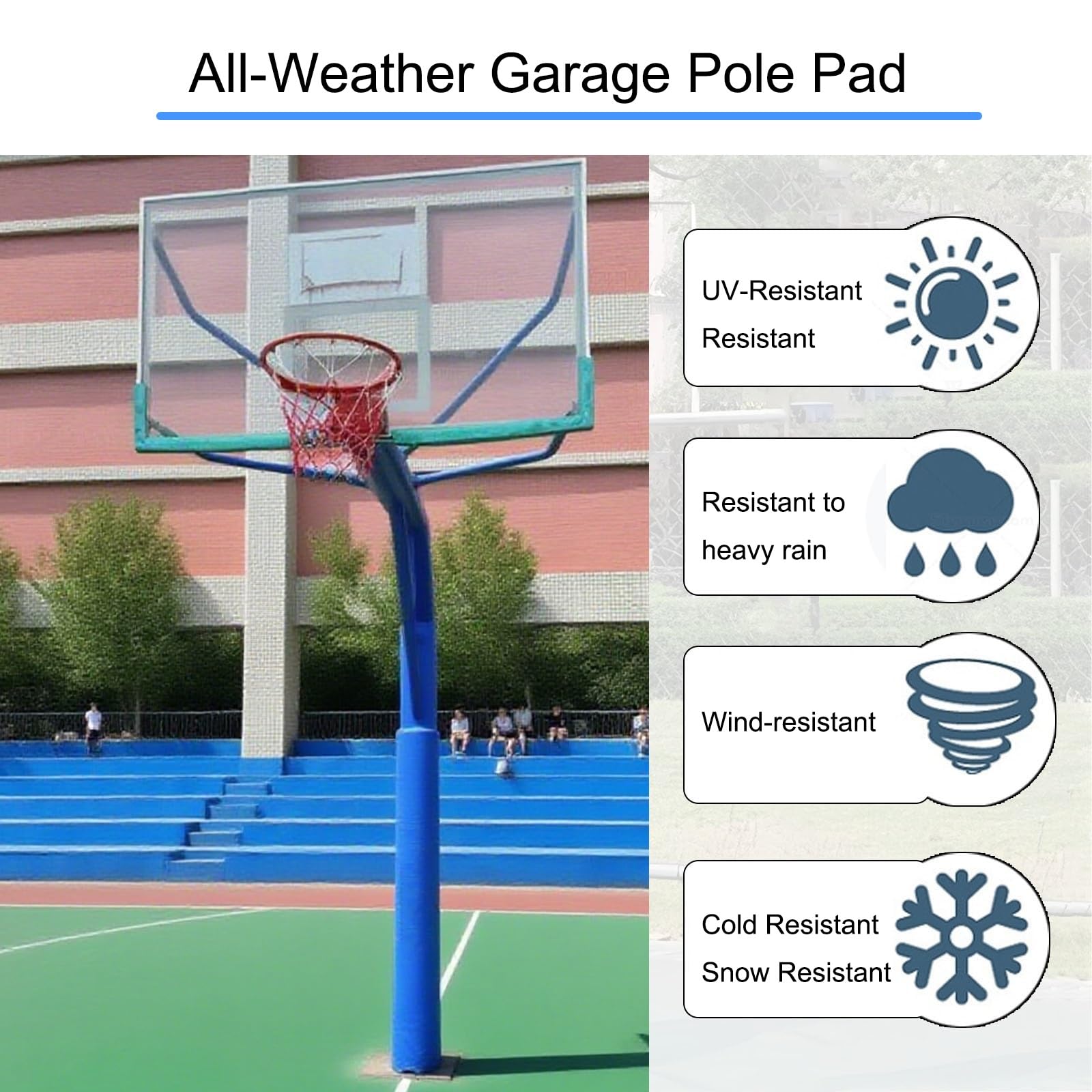 Gepolsterter, runder Basketball-Stangenschutz, wetterfest, für drinnen und draußen, unverzichtbar für Fitnessstudio und Spielplatz, sichere Abdeckung für Basketballausrüstung
