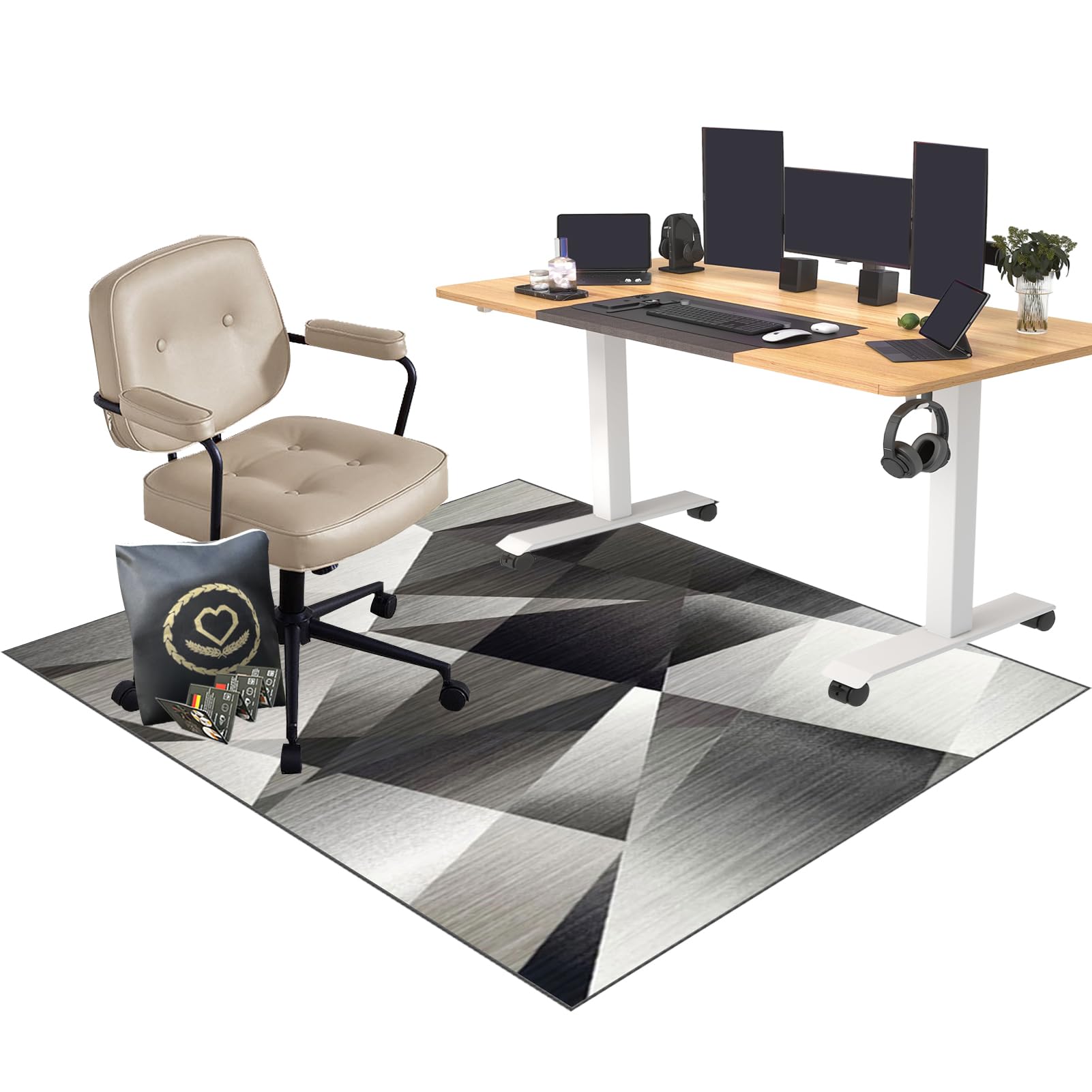 EYKWKB Office Chair Mat for Hardwood Floor - Desk Chair Mat for Carpeted Floors - Gaming Office Computer Chair Mat for Hardwood Floors Carpet Wooden Floors 120 x 160 cm - Carpet Protector Chair Mat