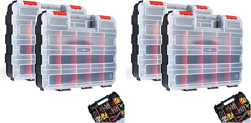 Miniatura 9 de AMM Caja de herramientas, organizador de herramientas de doble cara con 34 compartimentos, divisores extraíbles, caja de aparejos pequeños