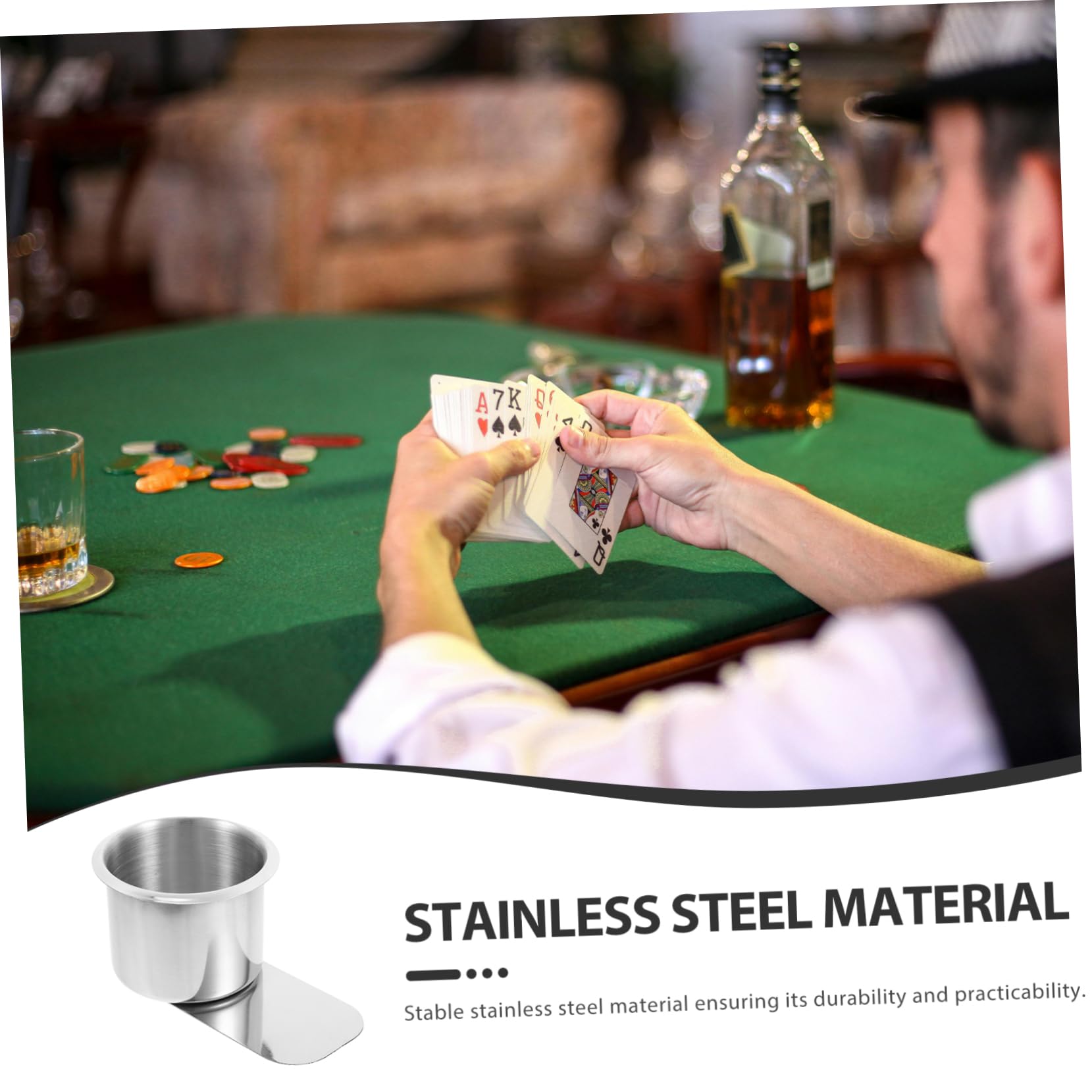 WOONEKY Cup Rack for Poker Table Stainless Steel Drink Holder Cup Holding Stand Poker Table Accessory