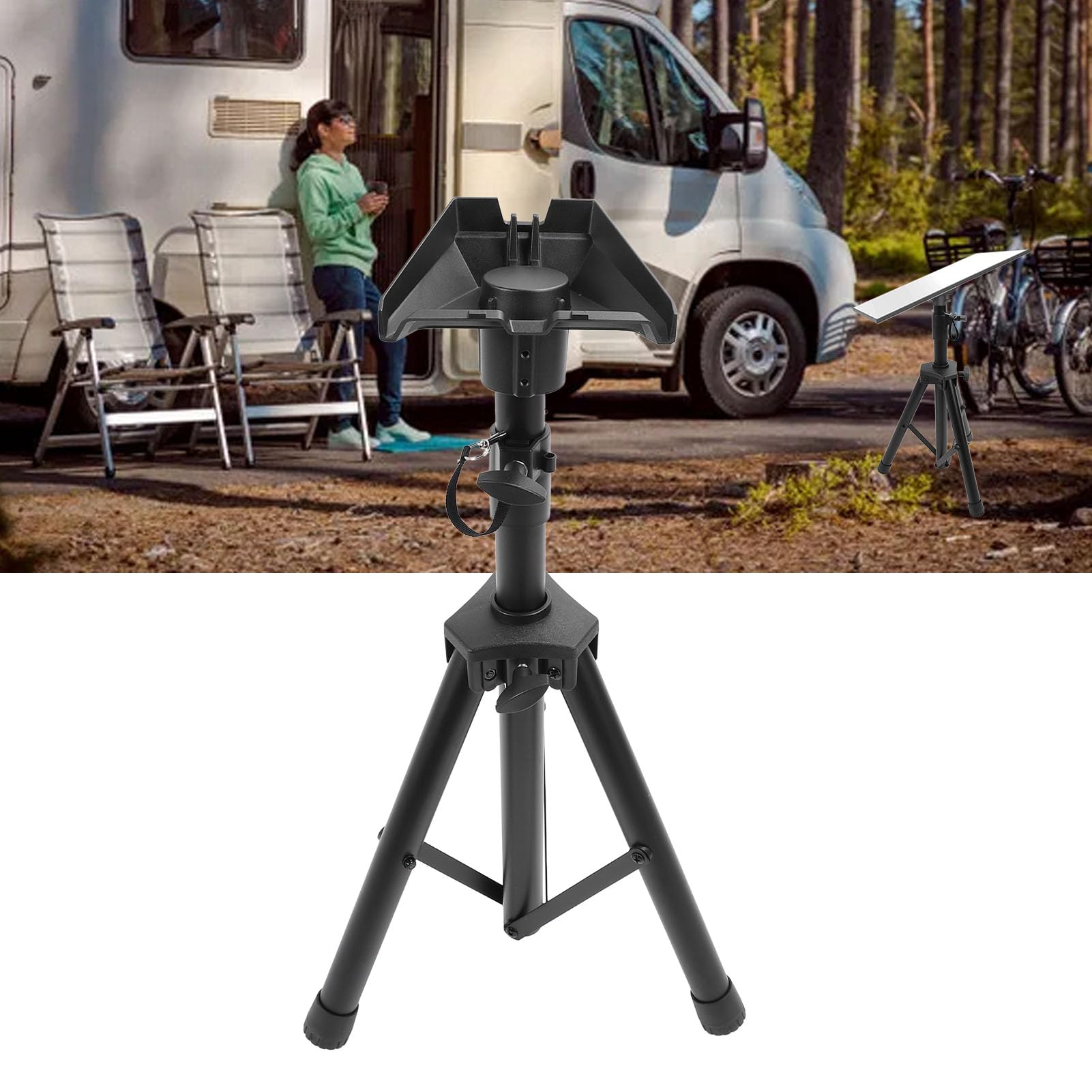 FTVOGUE Soporte Rectangular para Trípode para Satélite, Kit de Montaje de Metal Portátil con Ajustable de 2,2 a 4,4 Pies para Acampar, RV, Viajes, Patio, Internet, Antena Parabólica