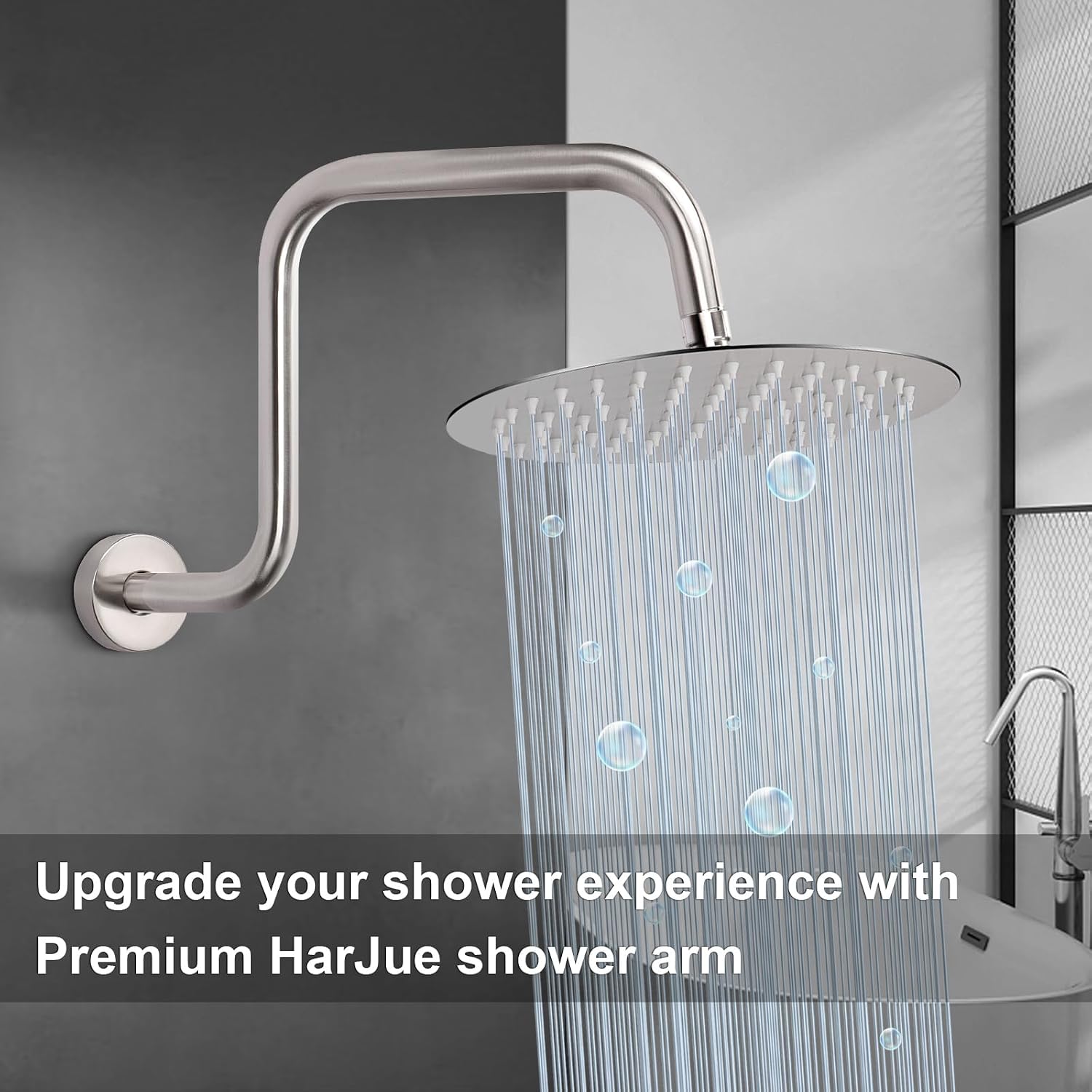 S Shaped Shower Arm, High Rise Shower Head Extension Pipe Standard 1/2" Connection with Flange, Awesome Shower Experience-Stainless Steel Bathroom Accessory(13 Inch Z-S Shape, Brushed Nickel) image 5