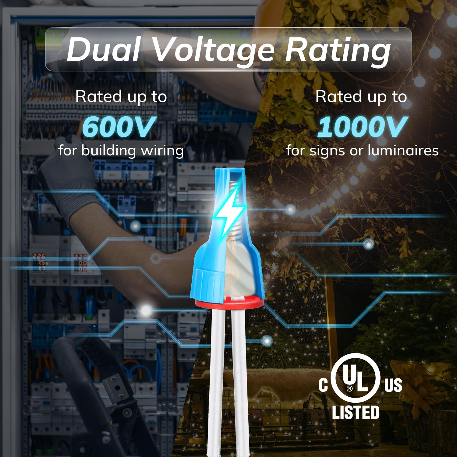 Tuercas de alambre impermeables, rellenas de silicona, UL 486G, para lugares húmedos, húmedos y de enterramiento directo, conectores eléctricos para iluminación e riego de jardines