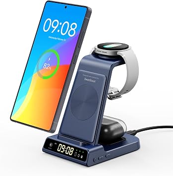 Wireless Charger for Samsung Devices, Wireless Charging Station for Galaxy S26 Ultra/S26+/S26/S25/Z Flip7/S24/S23/S22, for Galaxy Watch 8/8 Classic/7/Ultra/6/5 Pro, Galaxy Buds4 Pro No Adapter