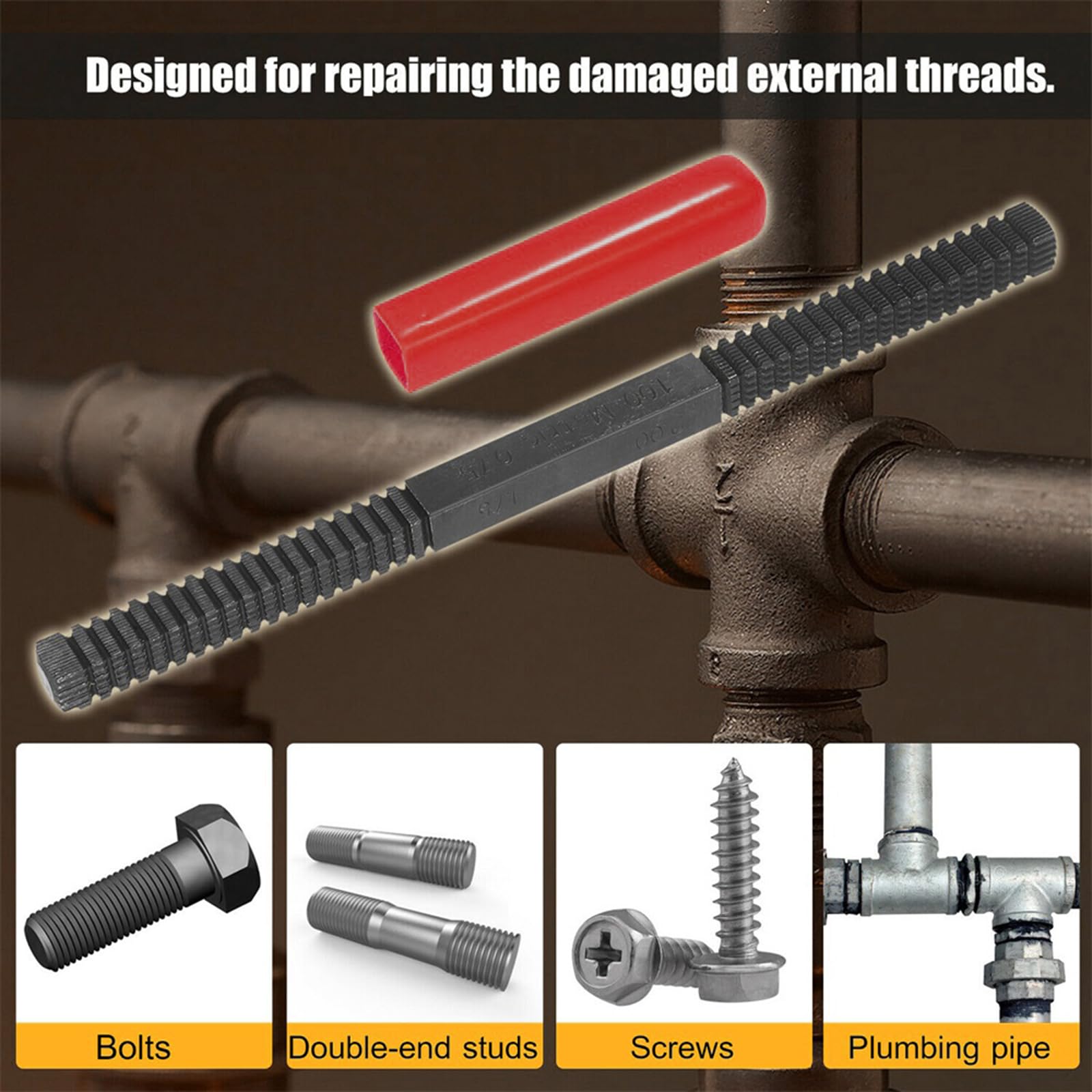 bigjvbfv Thread File, Thread Restoring Chaser Files, Multipurpose Metric Thread Repair File, Heavy Duty Steel Thread Restorer File Portable Thread File for Stud Bolt Screw Pipe