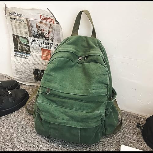 Miniatura 2 de GAXOS Mochila para laptop para mujer, mochila de lona de viaje para mujer, mochila estética vintage para la escuela, Verde, Mochilas de mochila