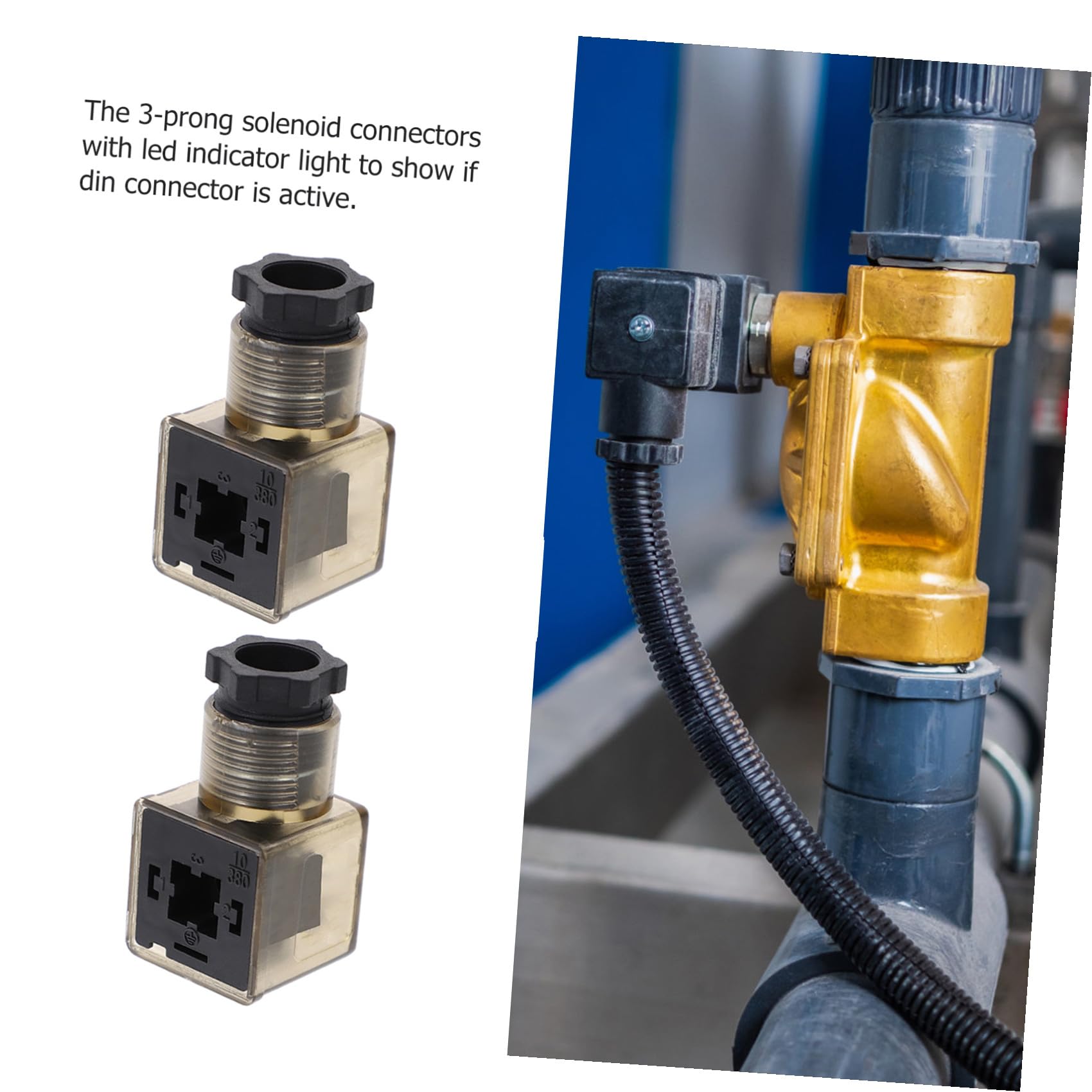 3 Poliger Magnetspulenstecker mit LED Anzeige und Langlebiger Anschlussdose aus PP und Gummi Geeignet für Wasserdruckventile und Hydraulische Systeme