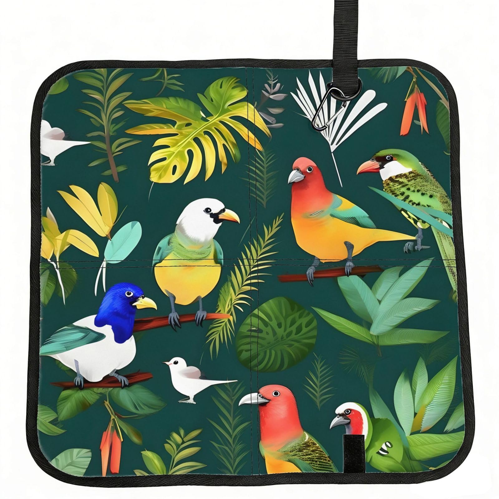 NImongt Tropical Birds And Plant Leaf Print Portable Chair Pad Foldable Seat Cushion Outdoor Seating Office Picnic Camping