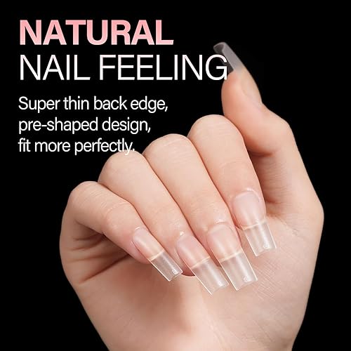 Vista 68 de AILLSA Puntas de uñas extra cortas, 450 puntas de uñas de gel acrílico de cobertura completa, puntas de uñas postizas de doble cara mate preformadas