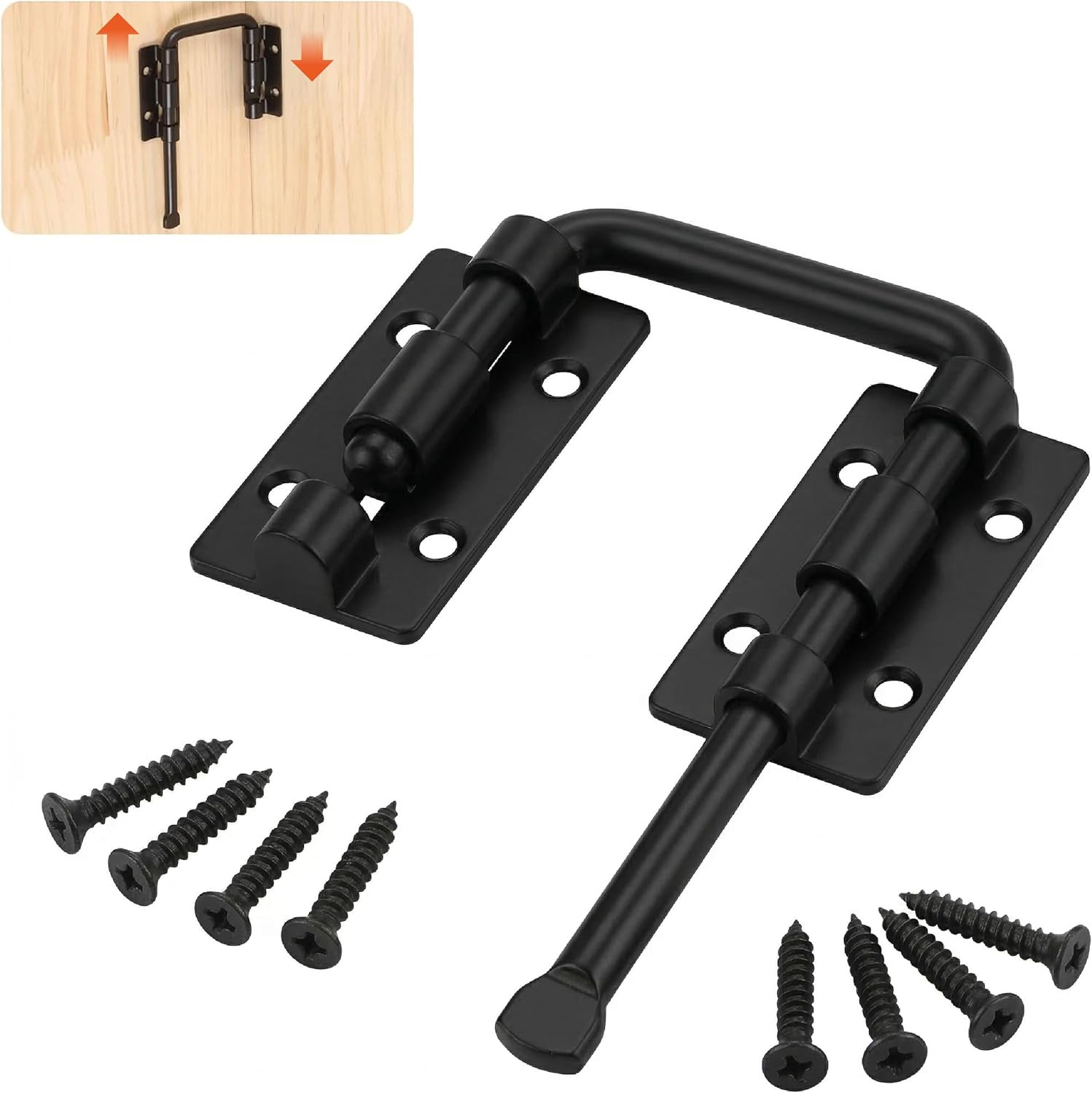 2 Pack Sliding Door Loop Lock Alloy Steel Patio Door Security Bar Latch with Storage Box 16 Screws Safety Lock for Barn Door Window Garden Gate Shed Garage 90 180 Degree Install Black